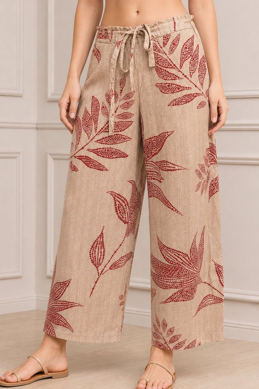 Scarlet Leaf Print Straight Kurta Set — view 3