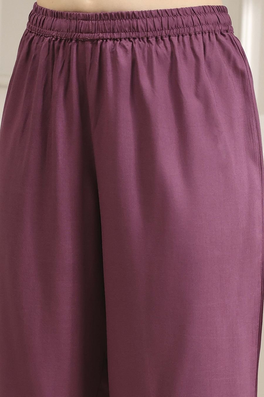Plum Embroidered Suit Set with Woven Dupatta — view 3