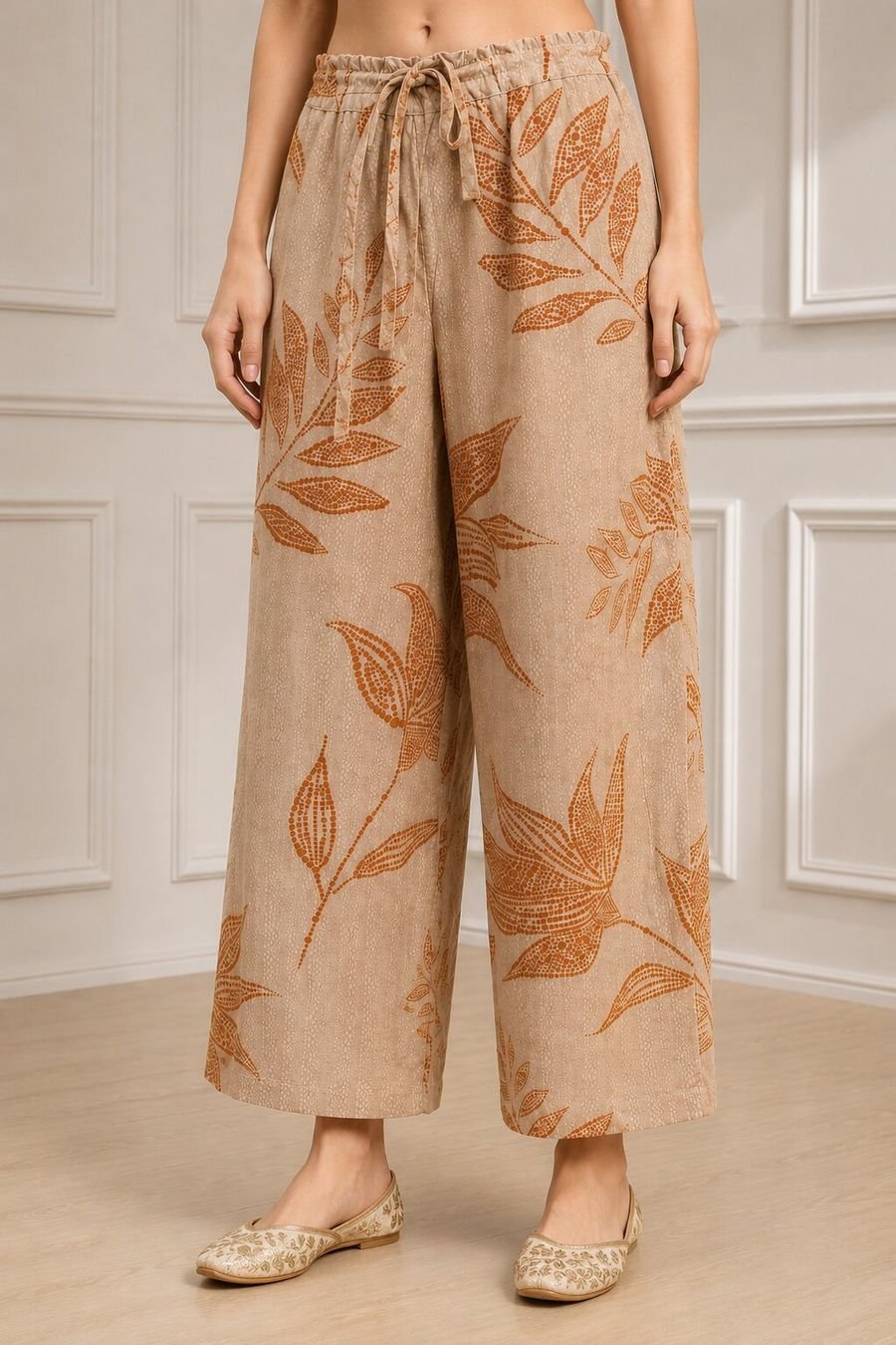 Mustard Leaf Print Straight Kurta Set — view 3