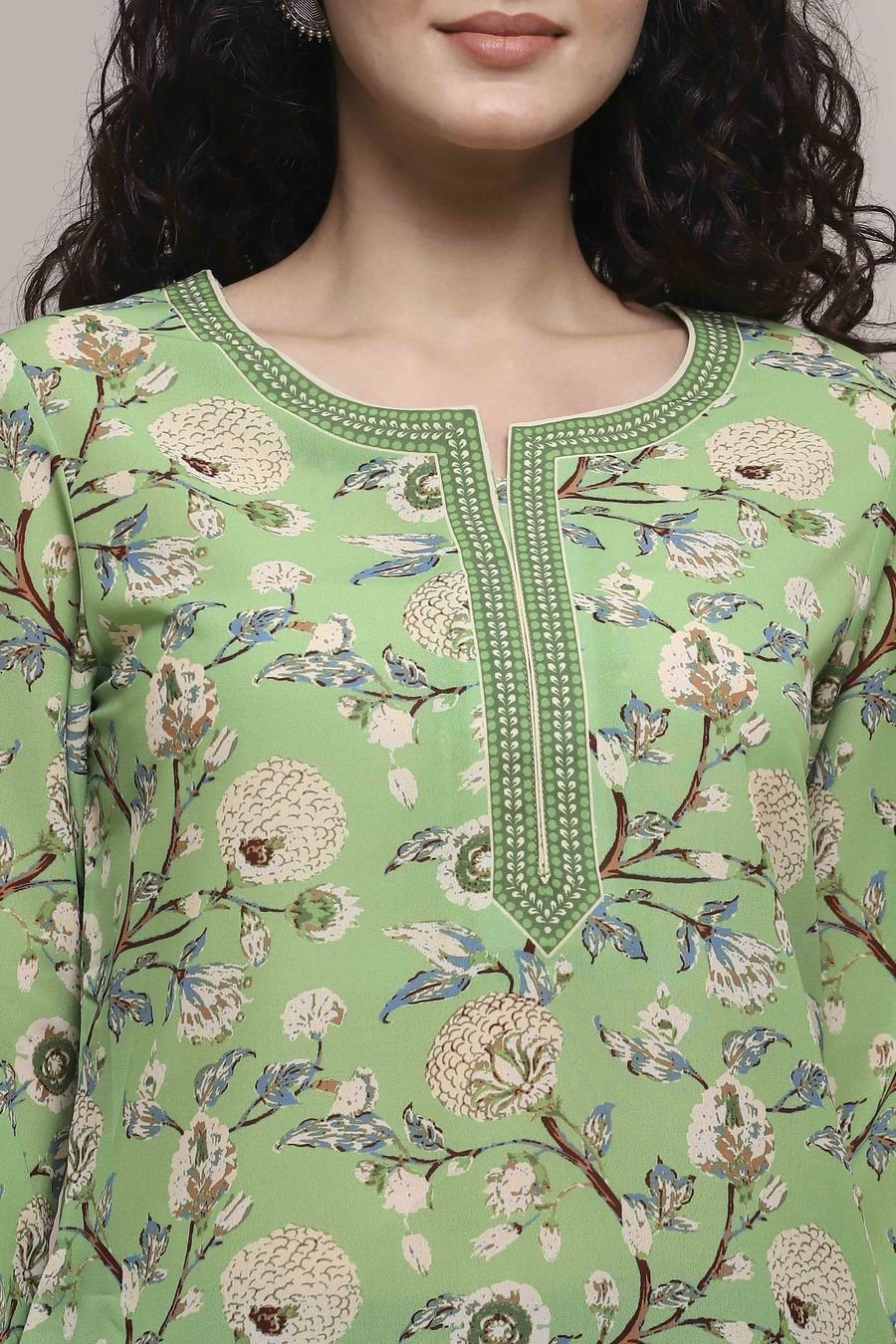 Mint Floral Print Kurti — view 2