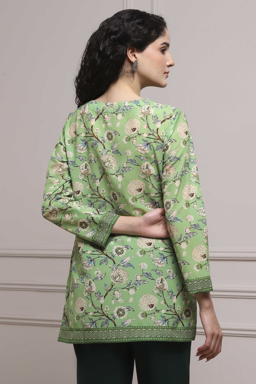 Mint Floral Print Kurti — view 4