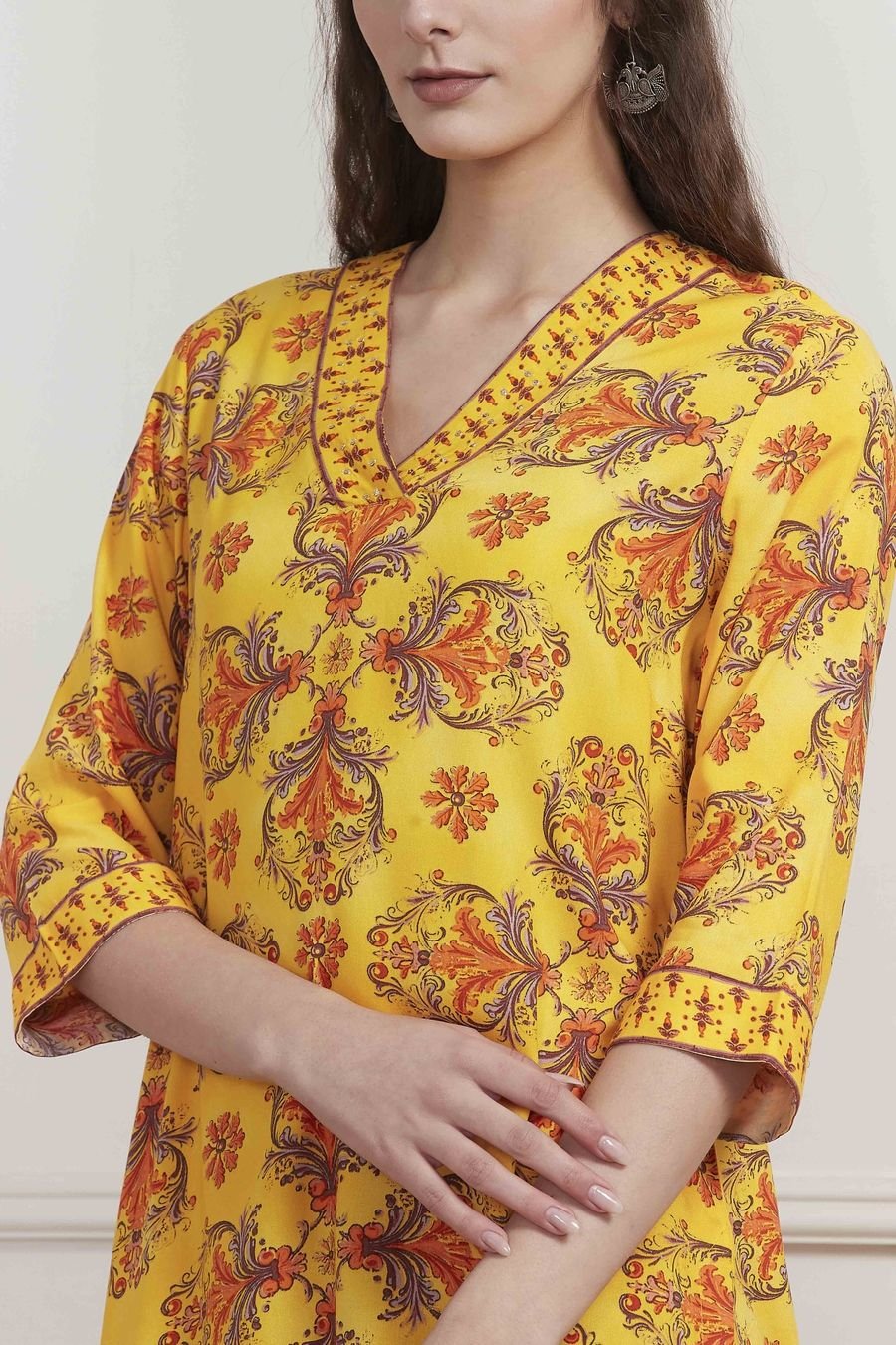 Sunflower Floral Print Kurta — view 2