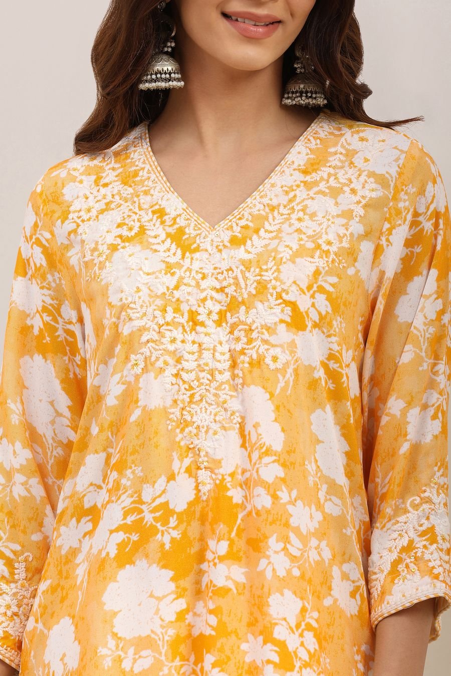 Marigold Floral A-Line Kurta — view 2