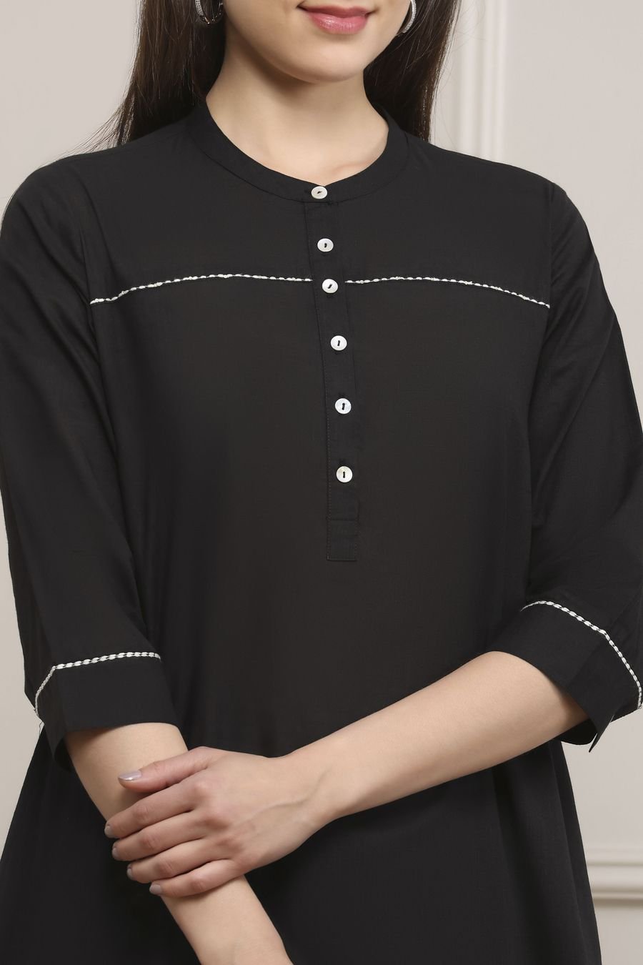 Jet Black Pintuck Kurta Set — view 2