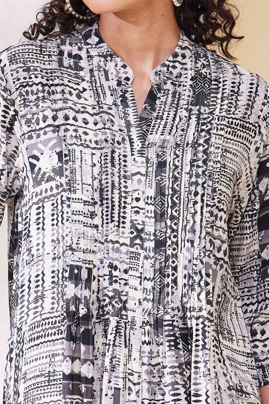 Monochrome Abstract Print Tunic — view 2