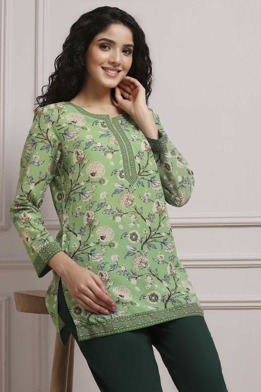 Mint Floral Print Kurti