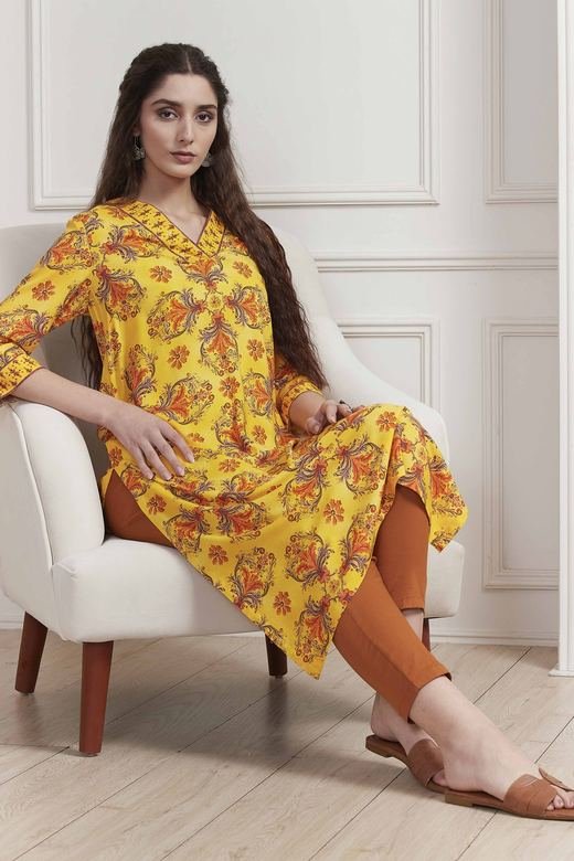 Sunflower Floral Print Kurta